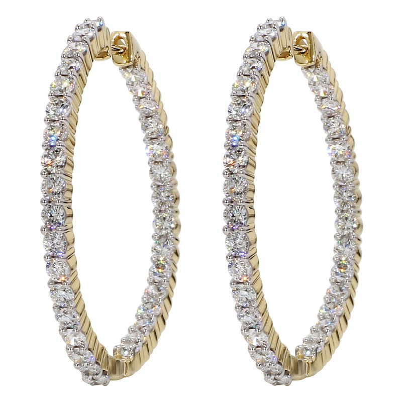 New World Diamonds Lab-Created Diamond Hoops 3-4 cttw 14kt Yellow Gold (F-G Color VS-SI Clarity)